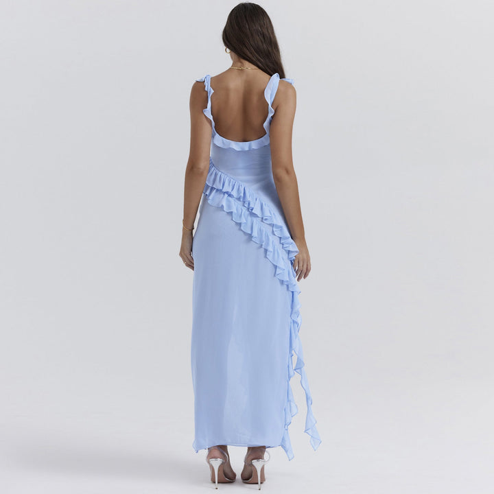 Vestido de verano asimétrico con boleros para mujer, elegante para bodas y fiestas.