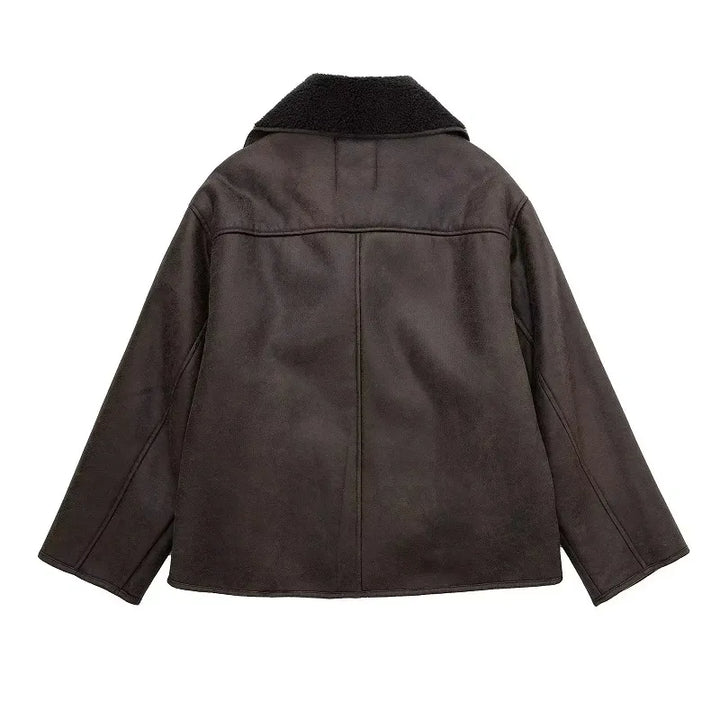 Moda invernal: Abrigo AZURA oversize para mujer, diseño elegante con bolsillos de contraste. Versátil para cualquier ocasión.