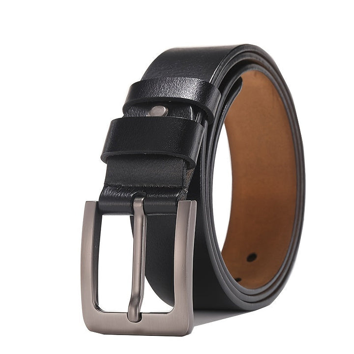 Cinturón de cuero marrón, clásico y versátil para hombres. Ideal para moda masculina y vestir elegante.