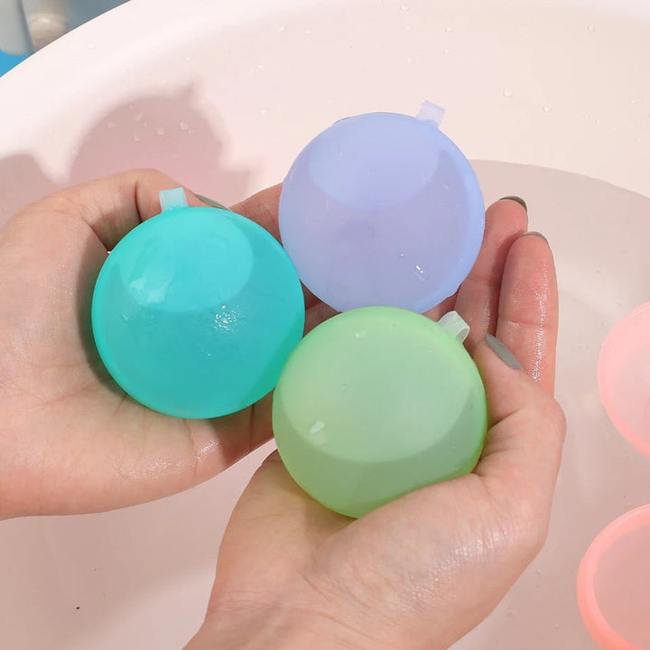 Set de globos de agua de silicona, reutilizables, ideales para diversión familiar y juegos de verano al aire libre.