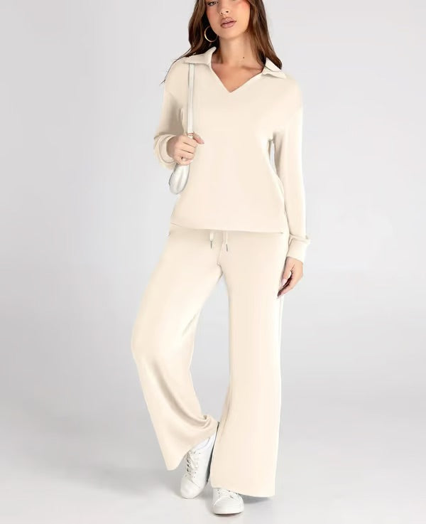 Atuendo elegante para mujer, loungewear cómodo y sofisticado de relax.