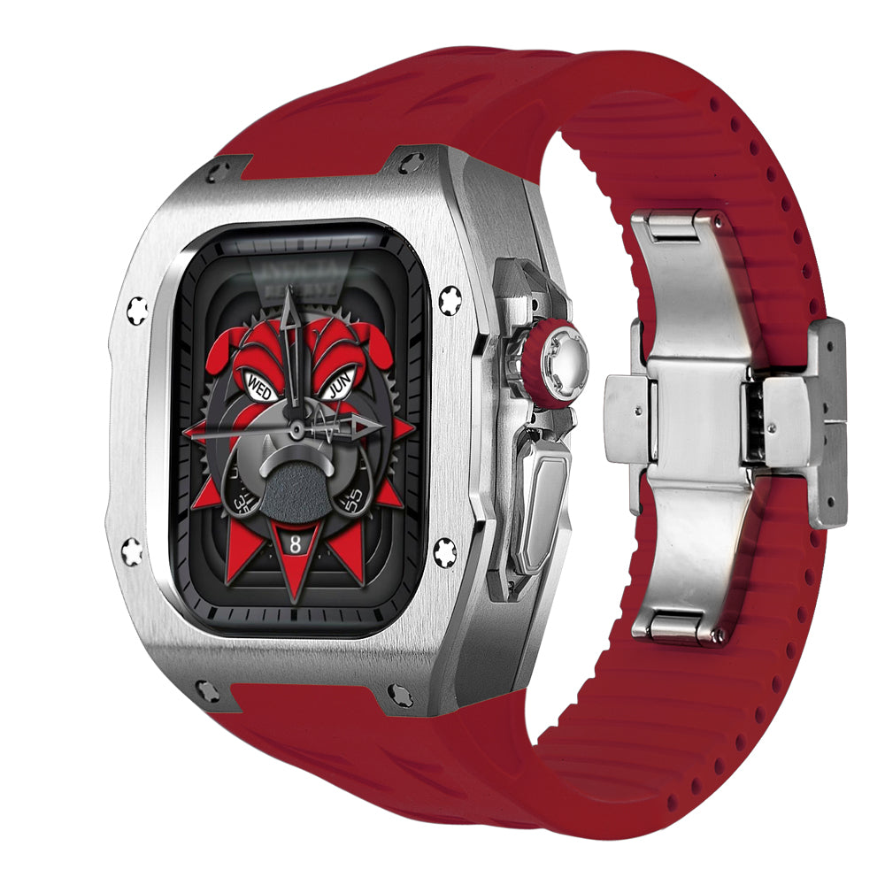 Smartwatch Ultra 49mm con funda de titanio que protege contra golpes y correa de fluorocaucho.