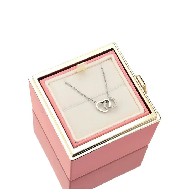 Regalo de aniversario: rosa eterna y collar personalizado para damas.