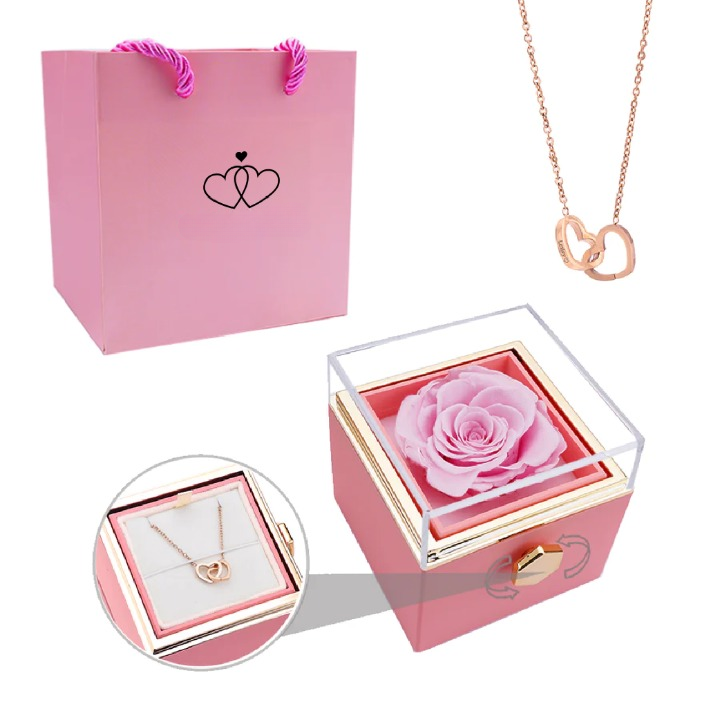 Rosa eterna y collar de damas personalizado, accesorio romántico.