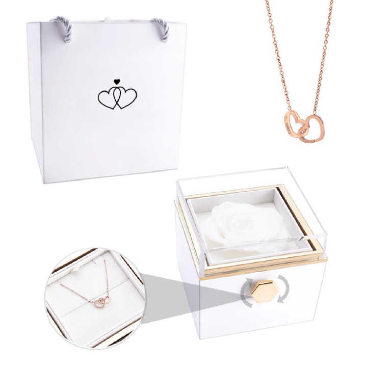 Collar de amor personalizado en rosa eterna, regalo romántico para damas.