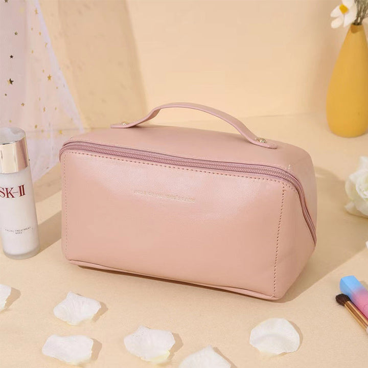 Organizador de maquillaje grande PU para mujer. Accesorios de viaje para almacenamiento de belleza.