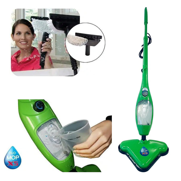 Mopa a vapor H2O X5 para limpieza ecológica y desinfección higiénica del hogar sin productos químicos.
