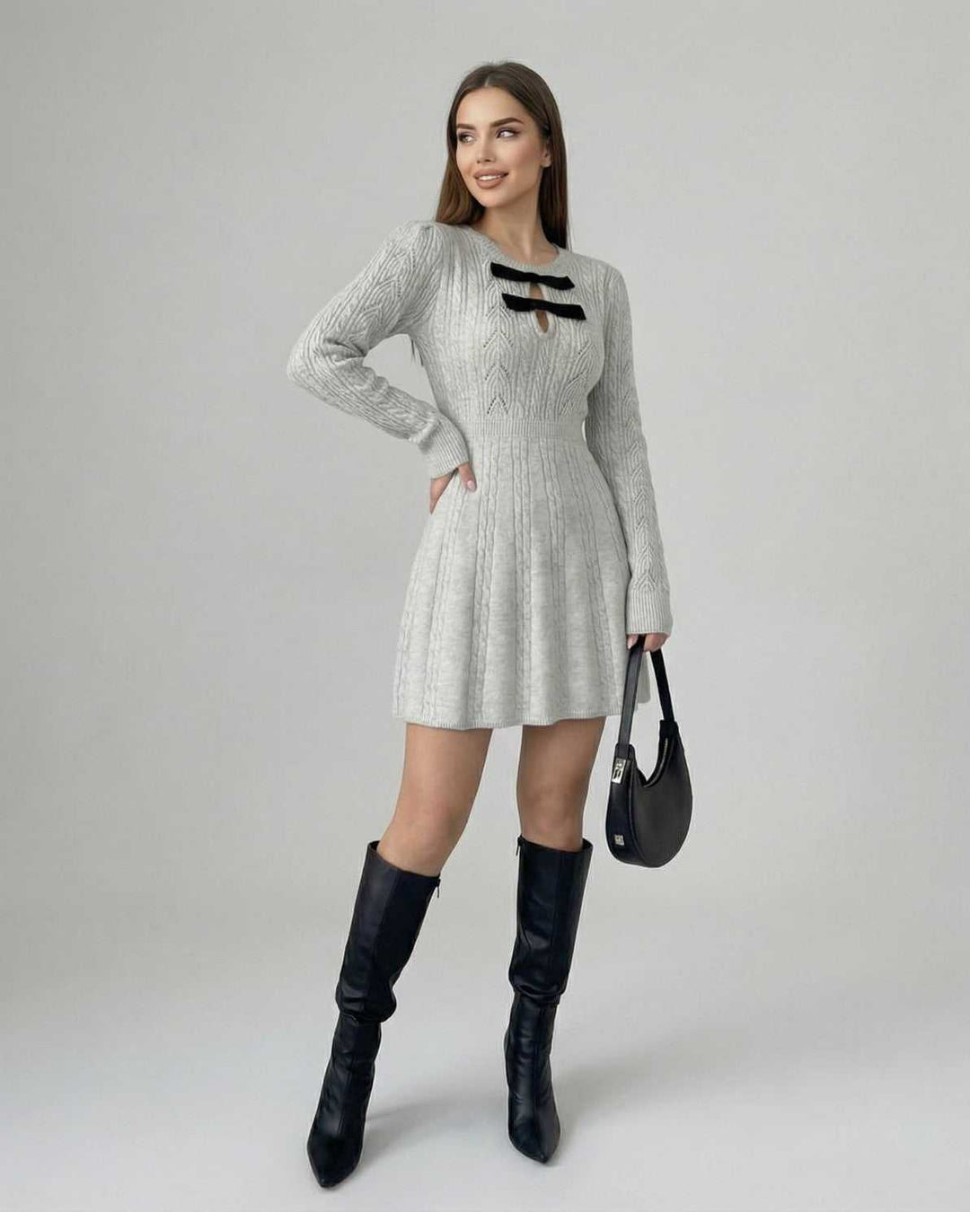Vestido mini blanco elegante para mujer, estilo moderno con lazo. Ideal para moda femenina día a noche.