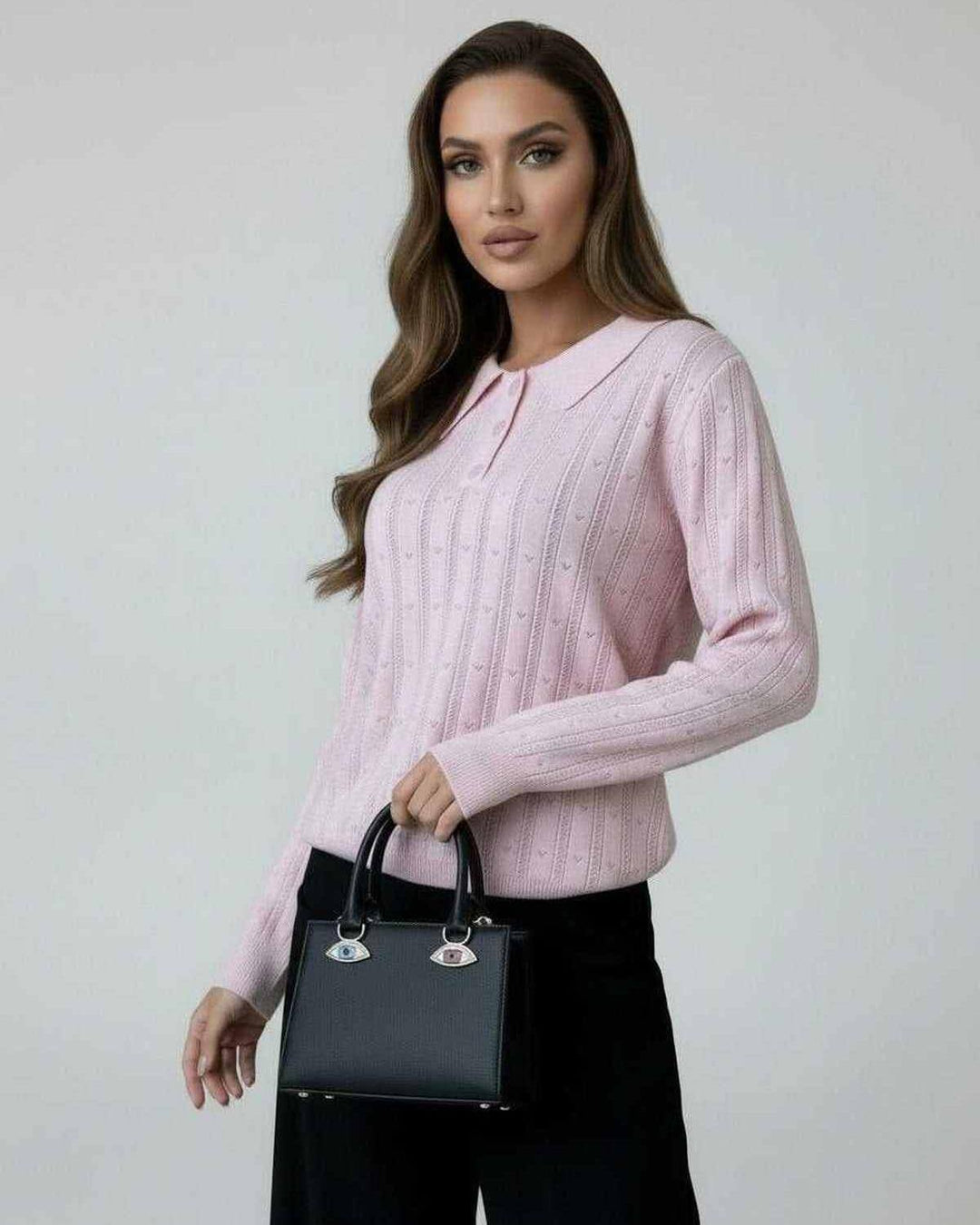 Suéter de punto blanco elegante para mujer, perfecto para la oficina o eventos formales, manga larga.