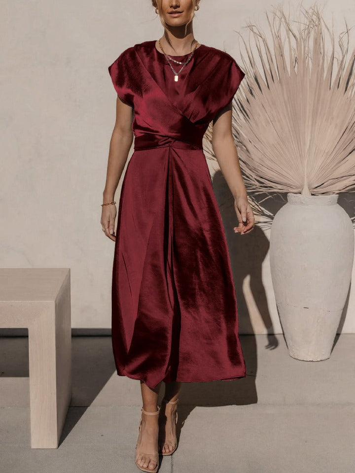 Vestido de fiesta midi para mujer, color oscuro, estilo Feline Elegancia Discreta, formal.