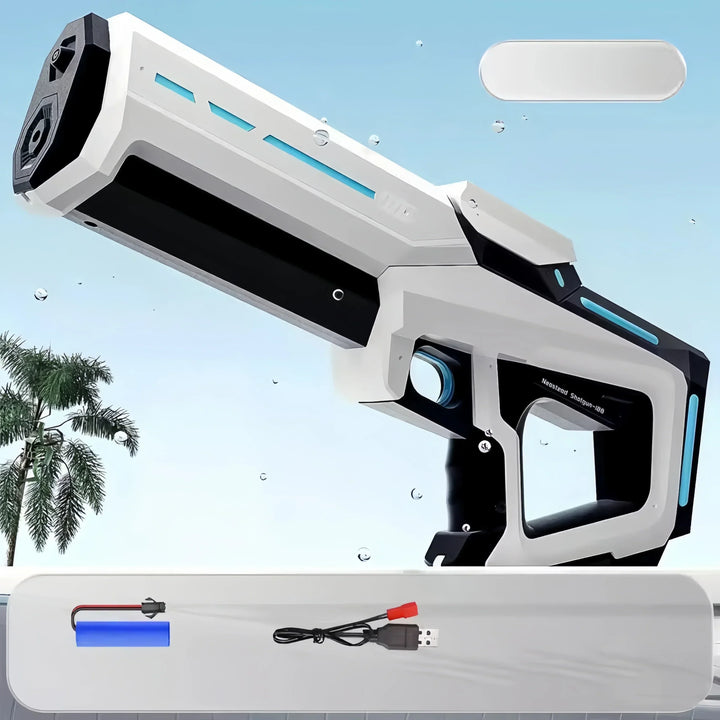 Potente pistola de agua azul, juguete acuático automático para fiestas en la piscina.