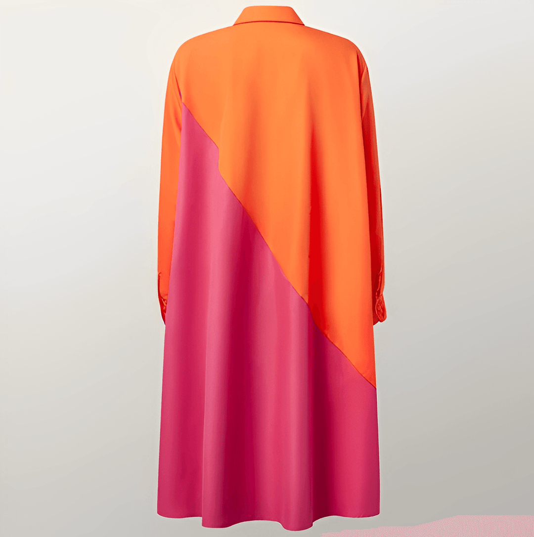 Vestido elegante con cuello vuelto y manga 3/4. Perfecto para un look moderno de primavera-verano. Ropa femenina.