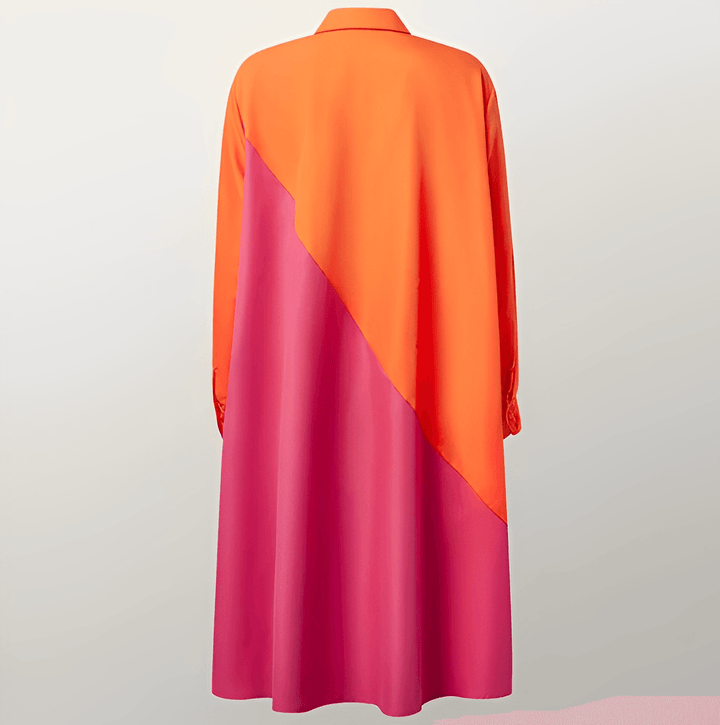 Vestido elegante con cuello vuelto y manga 3/4. Perfecto para un look moderno de primavera-verano. Ropa femenina.