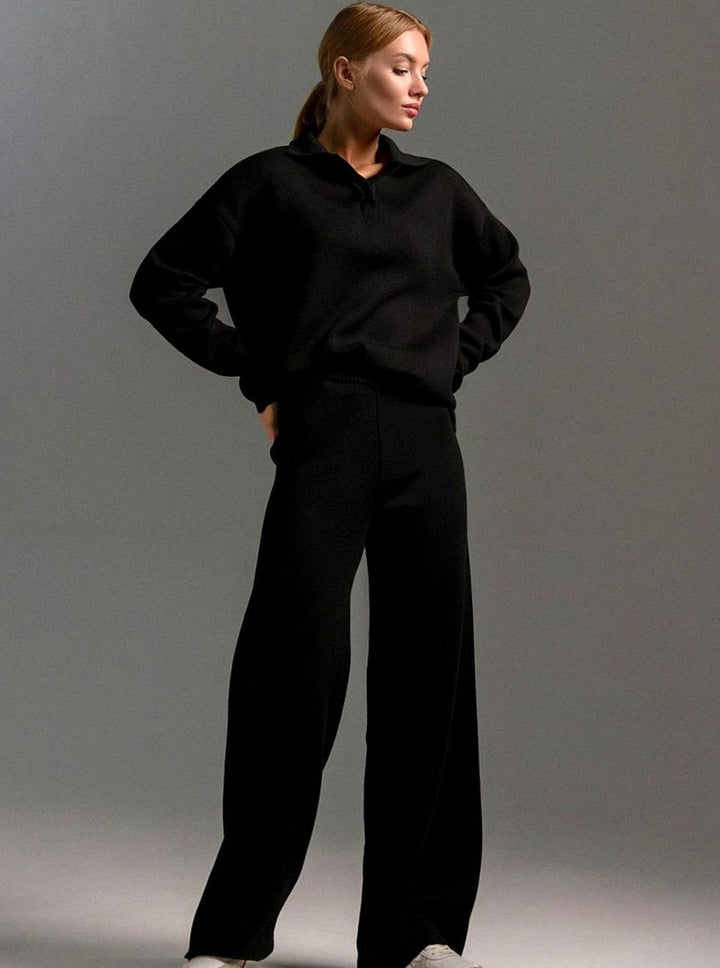 Top de punto oversize para mujer, parte de un conjunto dos piezas. Estilo casual chic y tacto suave.