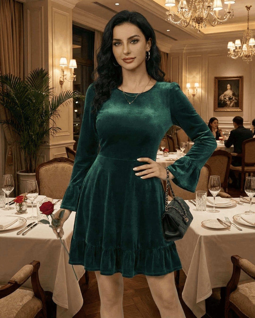 Cómodo vestido mini blanco A-line de manga larga para mujer. Elegante y casual para otoño/invierno.