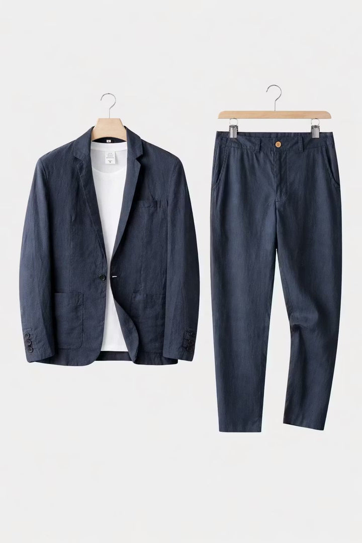 Traje de lino versátil para hombre. Elegante para eventos, casual para el día a día. Confortable y fresco.