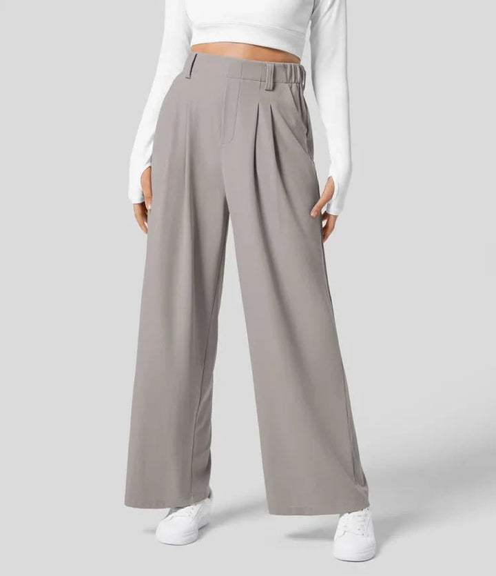 Pantalón de mujer: talle alto, pierna ancha, elegante y versátil. Confort y estilo para primavera, verano y otoño.