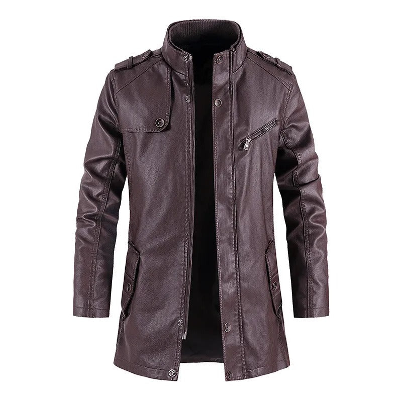 Chaqueta de hombre casual para invierno, estilo clásico robusto con cremallera. Disponible en negro, vino tinto y café.