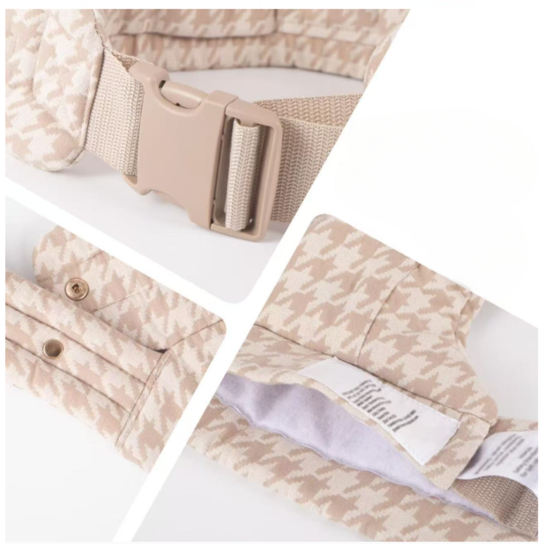 Padres activos llevando a su bebé en un portabebés ergonómico ajustable y seguro, diseño confortable.