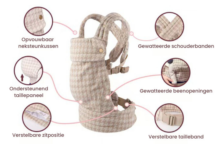 Bebé cómodo y seguro en portabebés ergonómico de algodón, ideal para recién nacidos y el paseo diario.