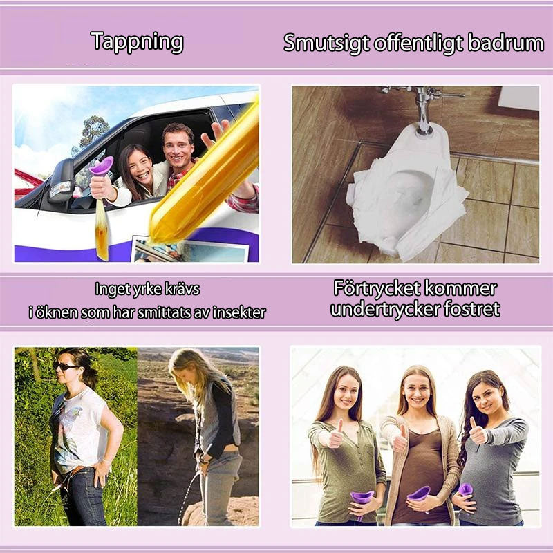 Urinario femenino portátil para viajes largos y festivales. Confort e higiene garantizados para la mujer.