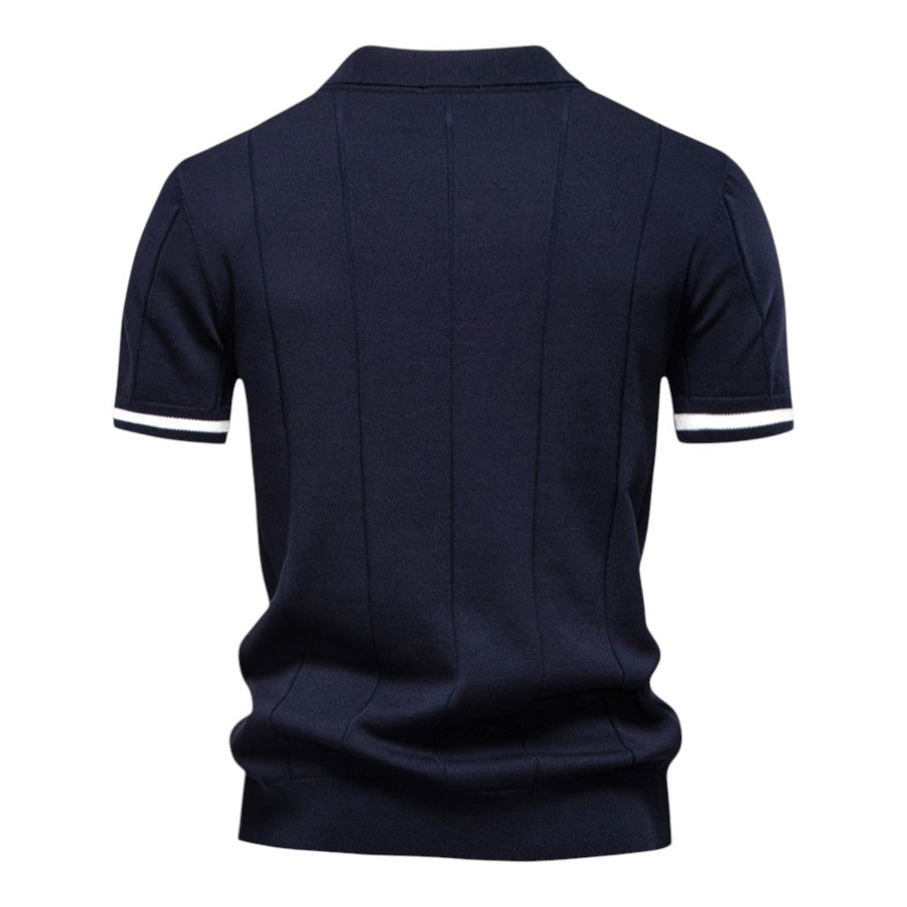 Polo casual de punto para hombre, manga corta y tejido transpirable. Moda masculina versátil.