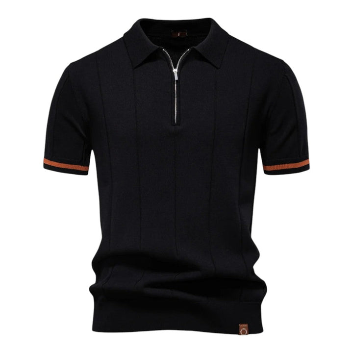 Polo de hombre de punto, tejido transpirable y suave. Diseño moderno con cuello de cremallera.