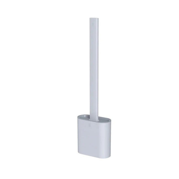 Accesorio esencial de baño: escobilla flexible para limpieza de inodoro con soporte de pared para mayor comodidad.