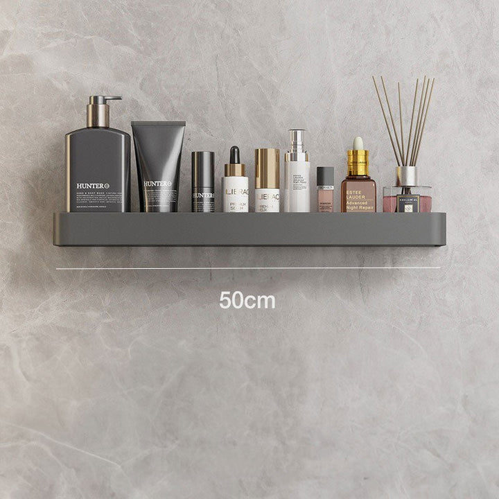 Solución de almacenamiento de pared para baño, moderna y funcional.