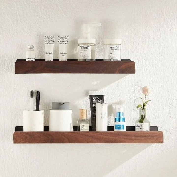 Estante de pared multiuso para baño, acabado moderno. Almacenamiento decorativo para organizar el hogar.
