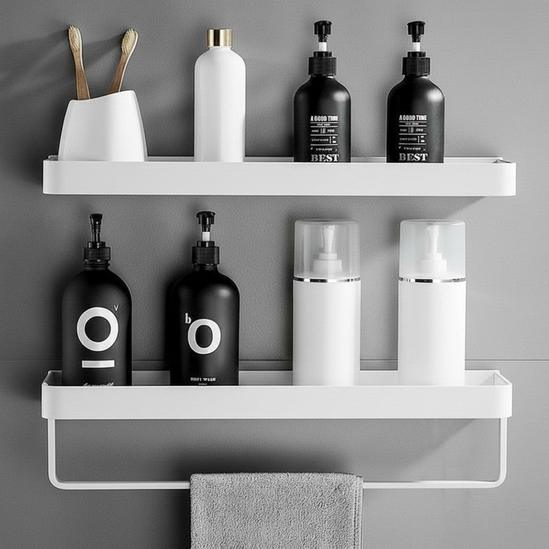 Estante adhesivo de pared moderno para baño, organizador para ducha sin perforar, fácil de limpiar.