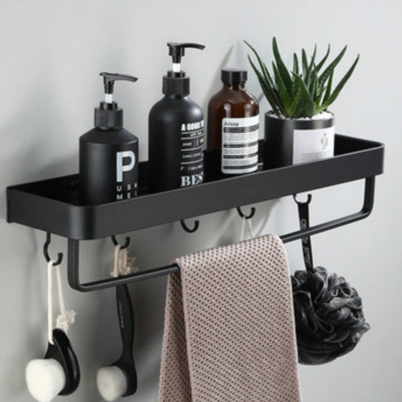 Estante de pared adhesivo con productos de baño, organizador de ducha sin taladrar para un baño ordenado.
