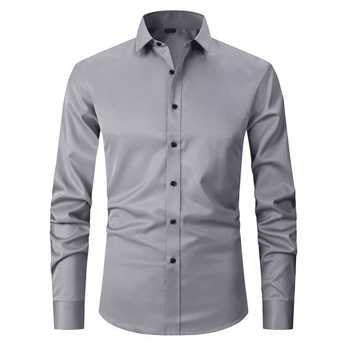 Camisa casual hombre, tejido elástico suave, sin arrugas, confortable para el día a día, estilo actual.