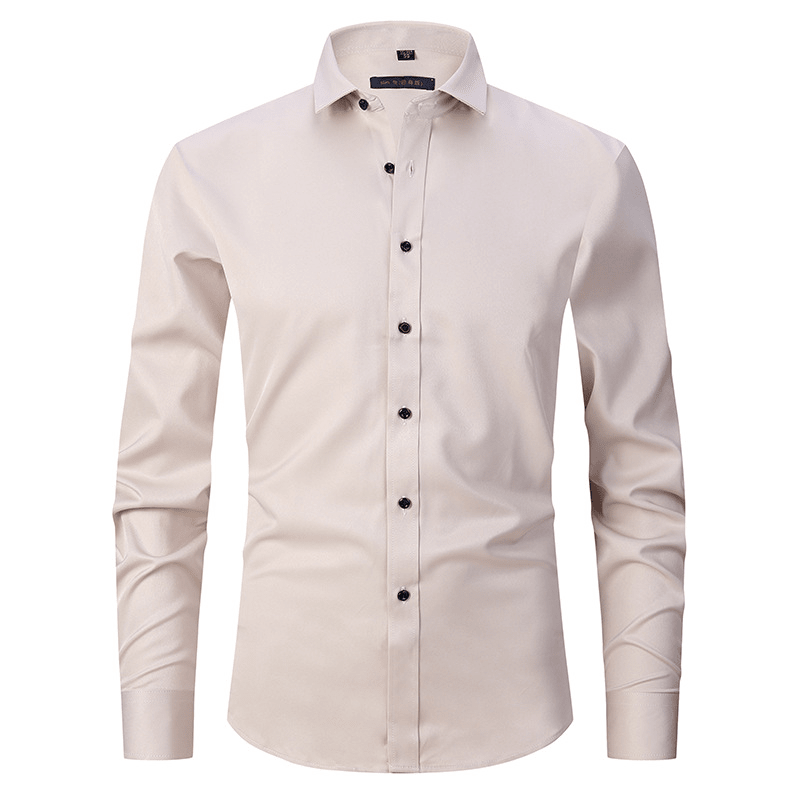 Camisa masculina elástica y sin arrugas, perfecta para vestir casual o formal, cómoda y moderna.