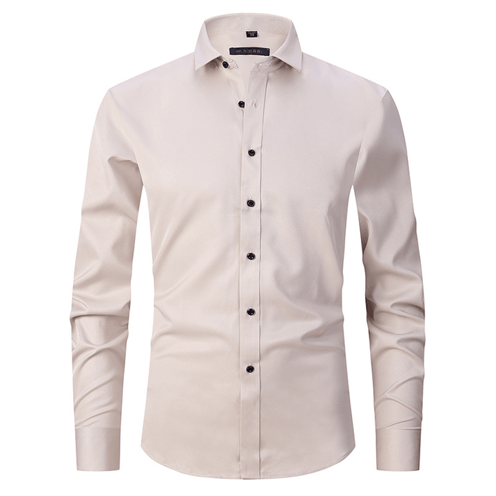 Camisa masculina elástica y sin arrugas, perfecta para vestir casual o formal, cómoda y moderna.