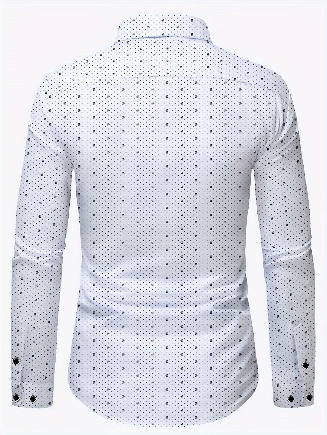 Camisa de hombre entallada con microdiseño, manga larga, estilo moderno para outfit formal o casual.