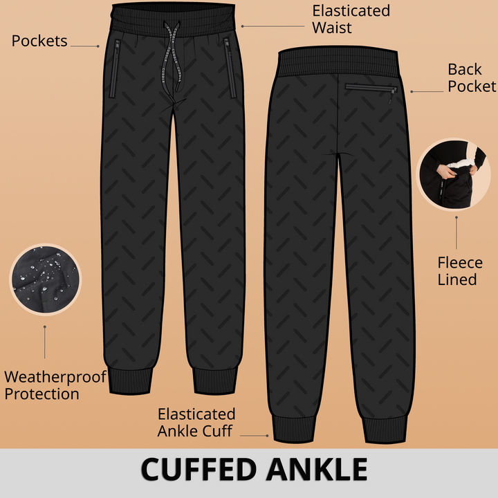 Pantalones joggers térmicos impermeables de hombre con forro polar. Comodidad y protección para el invierno outdoor.