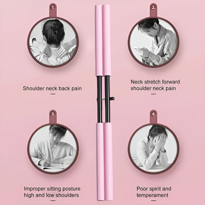 Corrector de postura ajustable en rosa, azul y verde. Alivia dolor de espalda y cuello, mejora la postura en hombres/mujeres.
