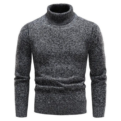 Suéter elegante de cuello alto para hombre, ideal para invierno, estilo formal o casual.