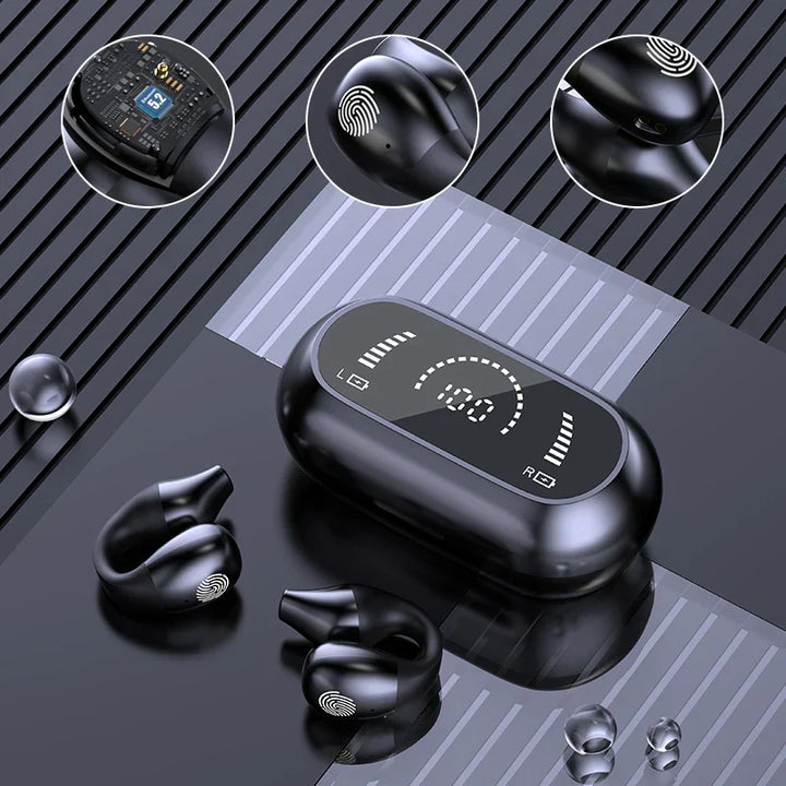 Auriculares Bluetooth de clip, resistentes y ligeros para uso diario y deportivo.