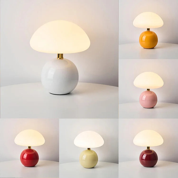 Lámpara de mesa hongo, de cerámica, toque moderno para cualquier hogar, con luz LED decorativa.