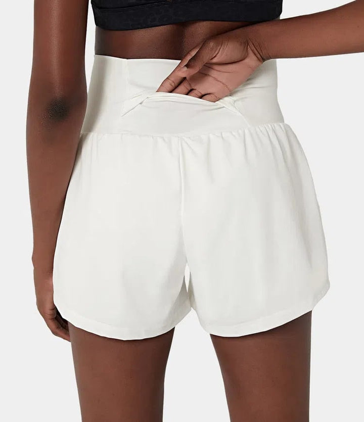 Short deportivo transpirable, mujer, cintura alta, bolsillos, para entrenamiento.