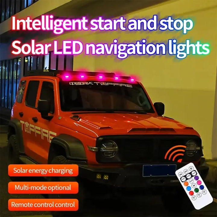Baliza estroboscópica solar RGB para automóvil, luz de advertencia potente y eficaz.