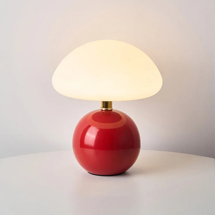 Lámpara de mesa hongo cerámica, estilo Bauhaus, luz ambiental perfecta para relajación.
