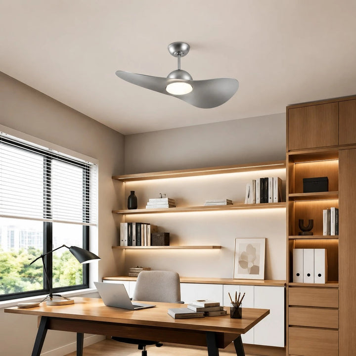 Ventilador de techo LED dimerizable, diseño contemporáneo. Aporta luz y estilo a tu decoración.