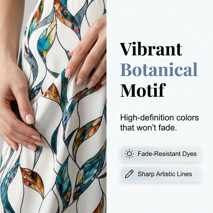 Moda casual de verano: Conjunto de top anudado y pantalón estampado tropical. Ropa femenina.