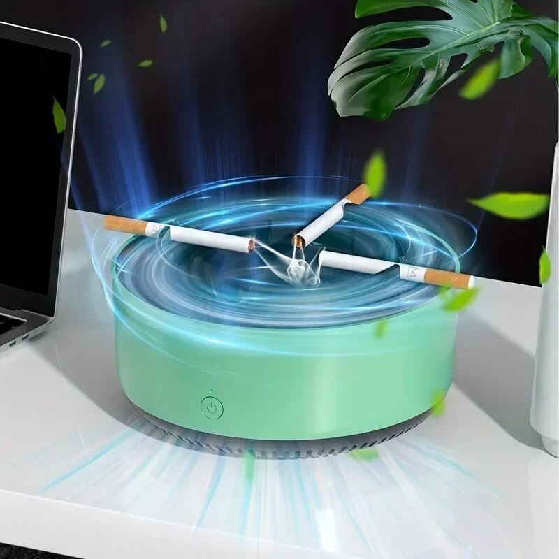 Cenicero eliminador de olor a humo, purifica el aire y mantiene un ambiente limpio y fresco.
