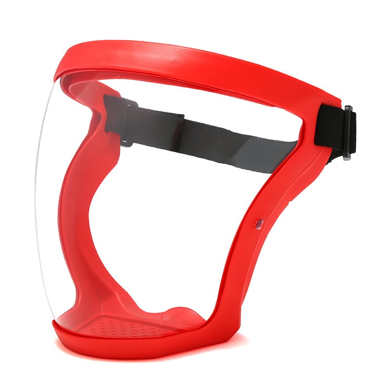 Protección facial completa y transparente, esencial para la seguridad en el trabajo.