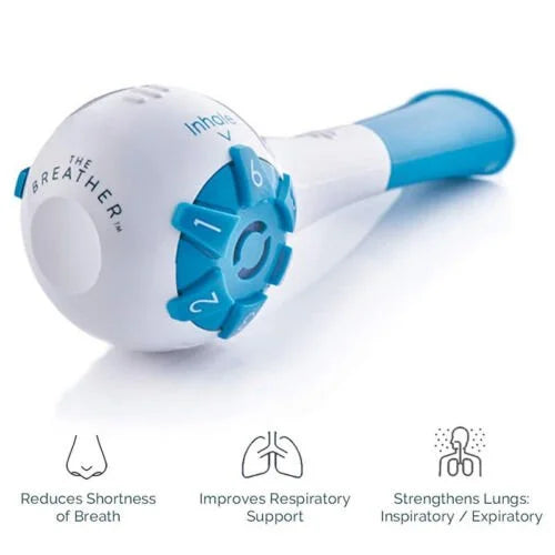 Entrenador de músculos respiratorios para aumentar capacidad pulmonar y salud respiratoria. Ideal para ejercicio.