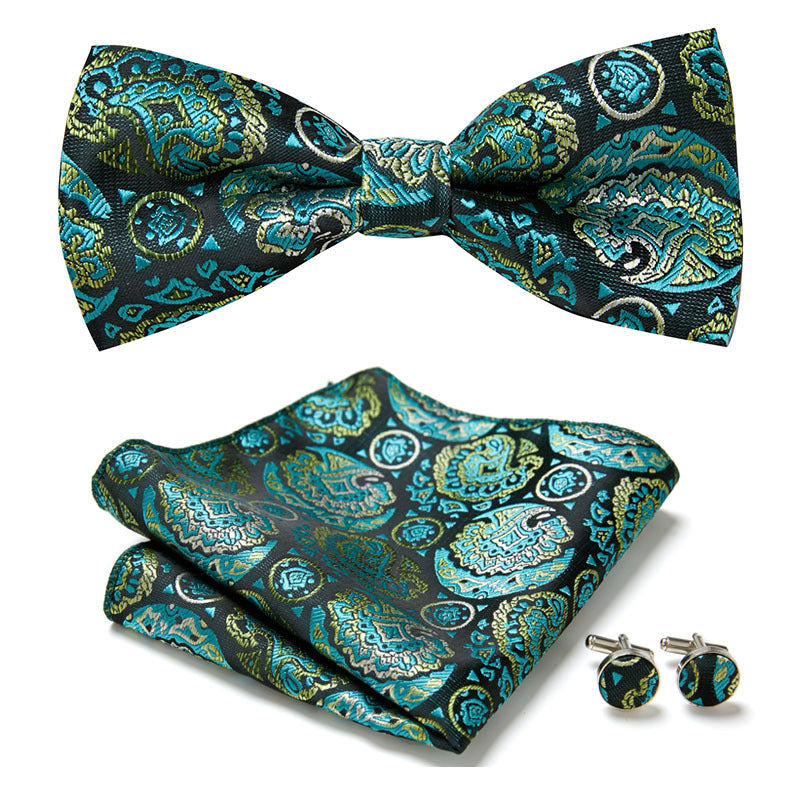 Accesorios de hombre: pajarita floral elegante de poliéster, conjunto completo. [[lstfy-media:20]]